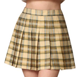 Womens' Girls' High Waist Mini Plaid School Uniform Pleated Skater Tennis Skirt with Lining Shorts