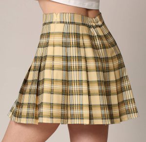 Womens' Girls' High Waist Mini Plaid School Uniform Pleated Skater Tennis Skirt with Lining Shorts