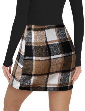 Plaid Skirts for Women, Pencil Mini Skirts for Women High Waist Bodycon Christmas Holiday Fall Winter Skirts 2024 Trendy