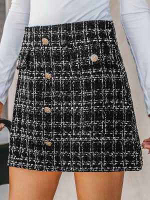 81m-fsWyCtL.jpg Women Skirts Tweed High Waist Mini Skirt Short Skirts