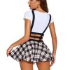 Women Sexy Skirt Pleated Mini Skirt Suspender Skirt A-Line Short Braces Skirt