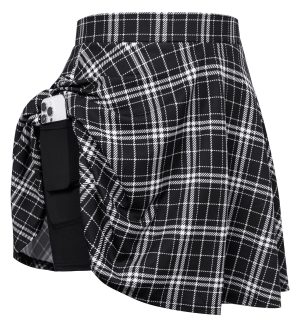 81qRQb0nBPL.jpg Women Plus Size Casual Mini Skater Skirt Elastic Lining High Waist Basic Flared Skorts Pleated with Pocket