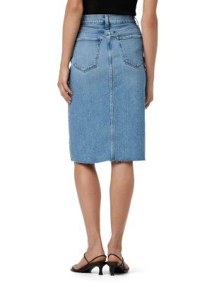 Women's The Joplin High Rise Knee Length Denim Skirt with Front Slit