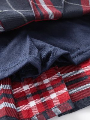 Girl School Uniform Pleated Scooter Skirt with Under Shorts Pull On Elastic Waist Skirt