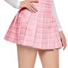 Women's Casual High Waist Plaid A Line Pleated Mini Skirt