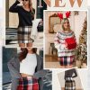 Plaid Skirts for Women, Pencil Mini Skirts for Women High Waist Bodycon Christmas Holiday Fall Winter Skirts 2024 Trendy