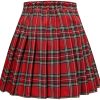 Women Girls Pleated Skirts with Shorts, Elastic Waist Uniform Plus Size Tennis Casual Skirt, 2 Years - US 4XL