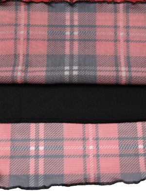 Women Mesh Floral Boho High Waist Midi Skirt Lettuce Trim Summer A Line Skirt