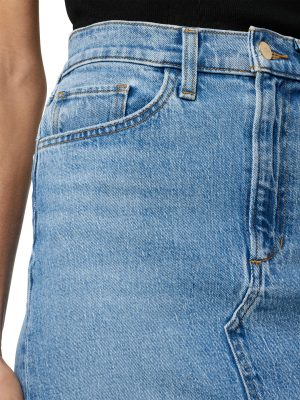 Women's The Joplin High Rise Knee Length Denim Skirt with Front Slit